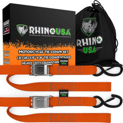 Rhino USA front packaging showing two tie down straps for quick purchase recognition and trust