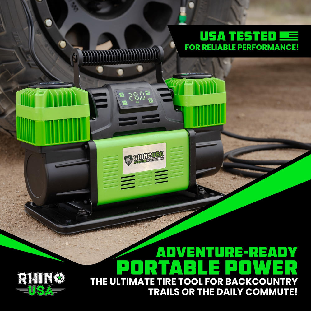Rhino USA inflating truck tire showing quick fill performance on large tires