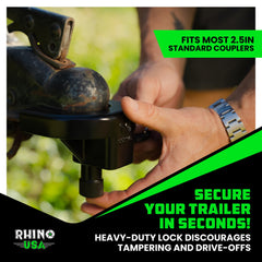 Rhino USA installed on trailer demonstrating secure hitch protection in use