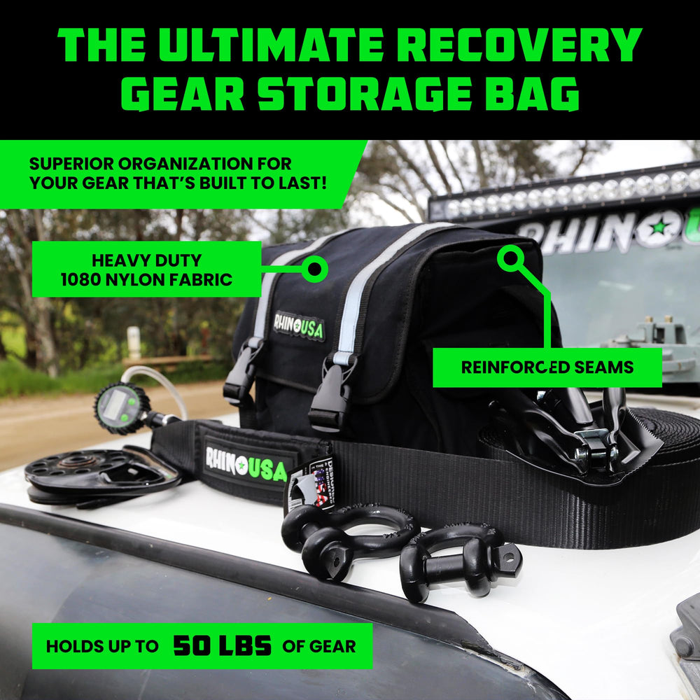 Rhino USA bag open with organized winch ropes and straps for easy access