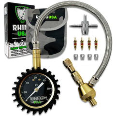 Rhino USA front view of rapid tire deflator showing robust design and gauge, improves air down speed