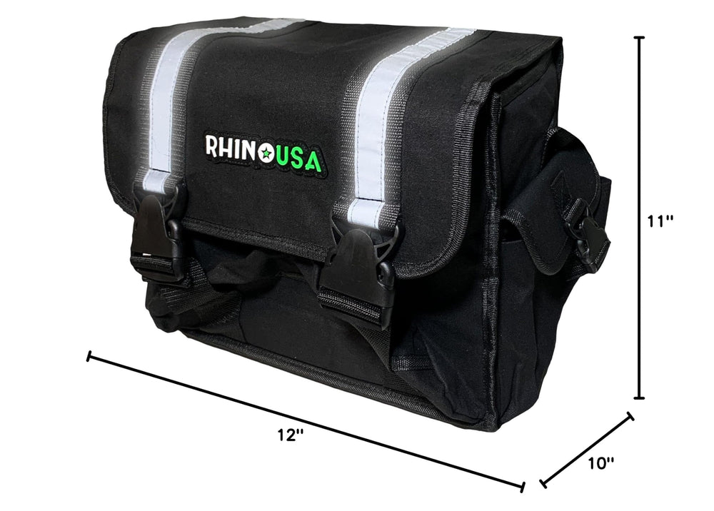 Rhino USA bag beside a boot to show compact size and quick portability