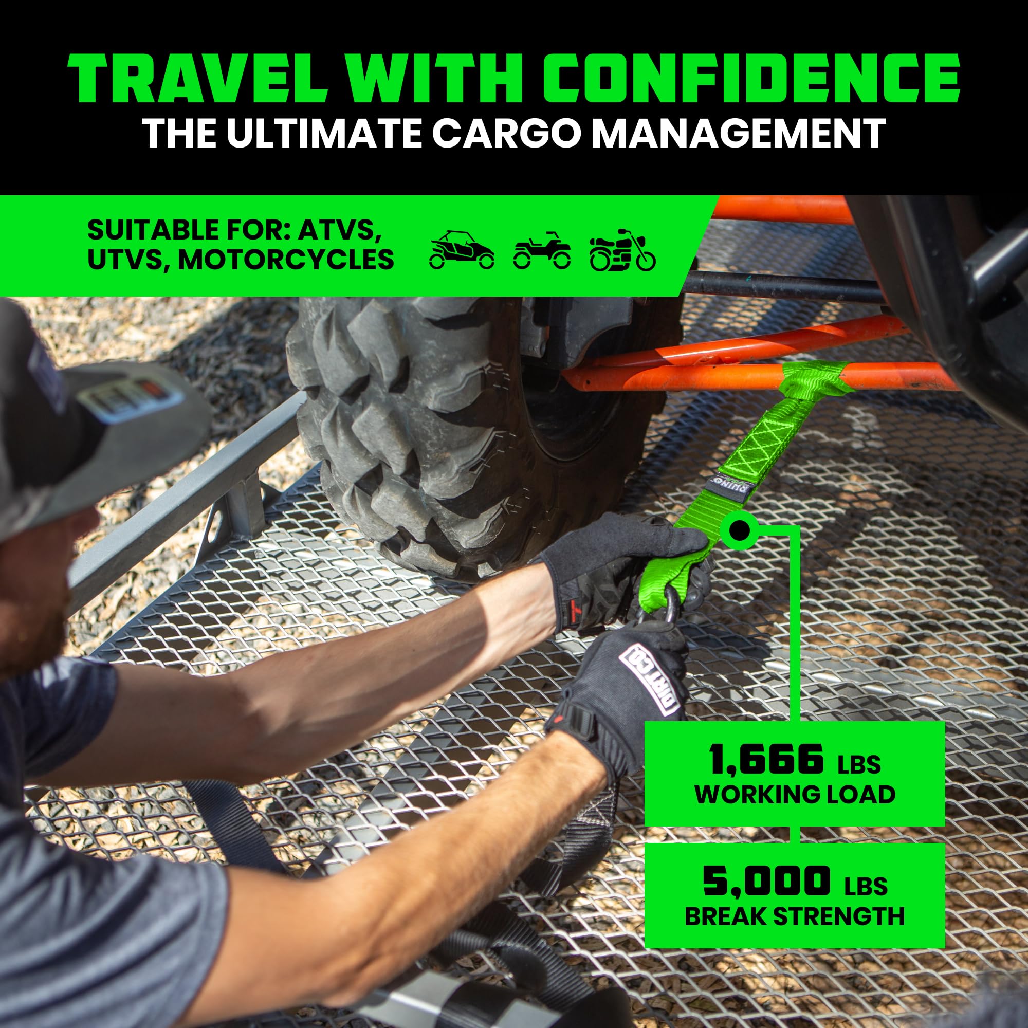 Rhino USA loops with ratchet straps attached showing secure transport benefit