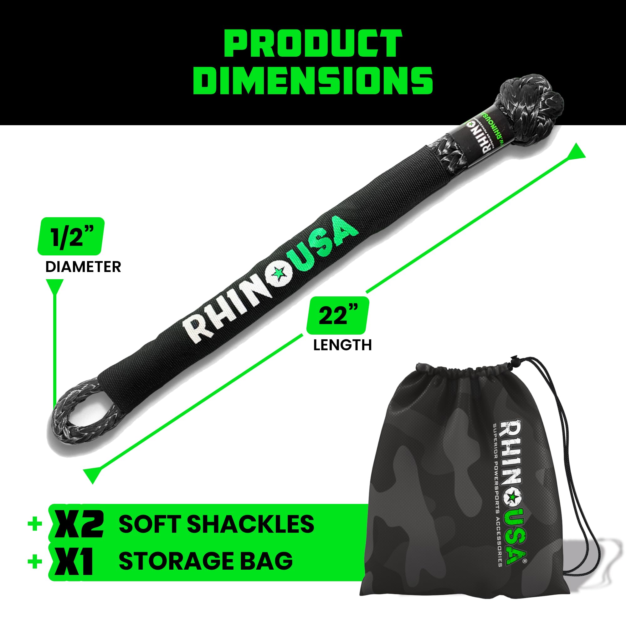 Rhino USA shackle on scale highlighting lighter weight benefit