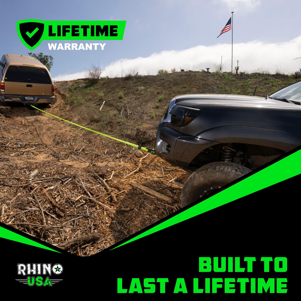 Rhino USA lifestyle trail scene showing reliability during offroad recovery