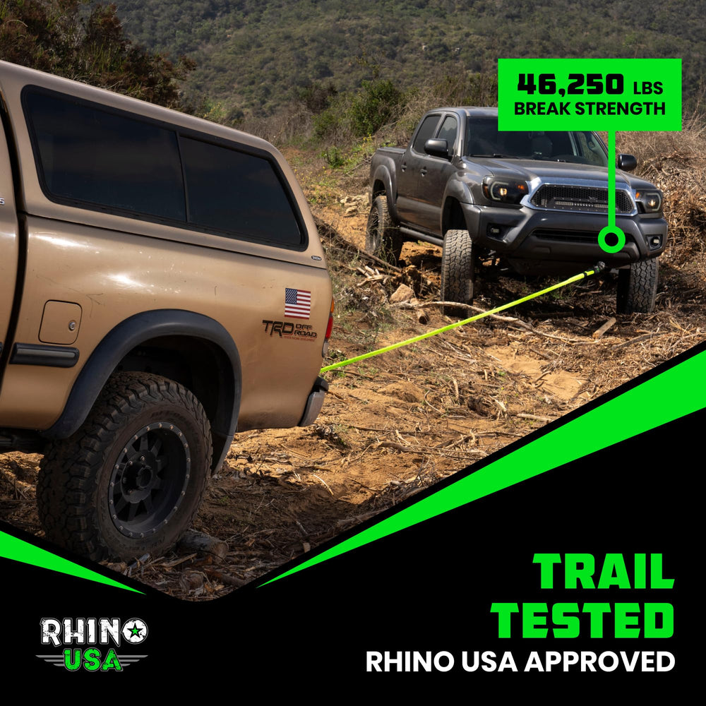 Rhino USA soft shackle on bumper illustrating vehicle finish protection