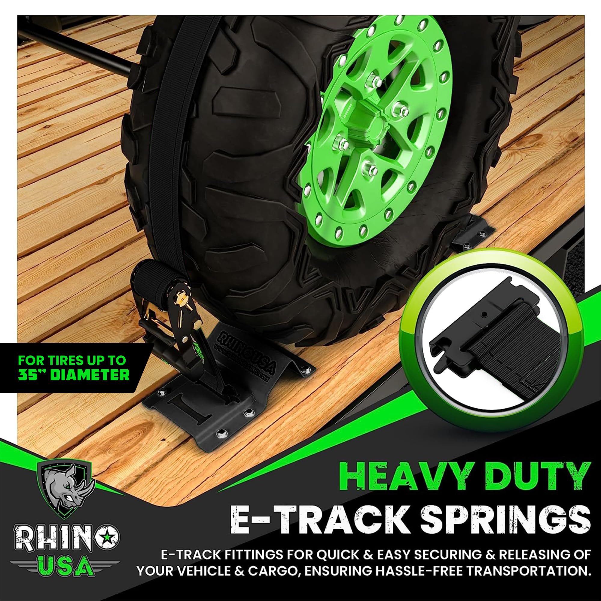 Rhino USA ratchet strap detail illustrating heavy-duty secure tensioning