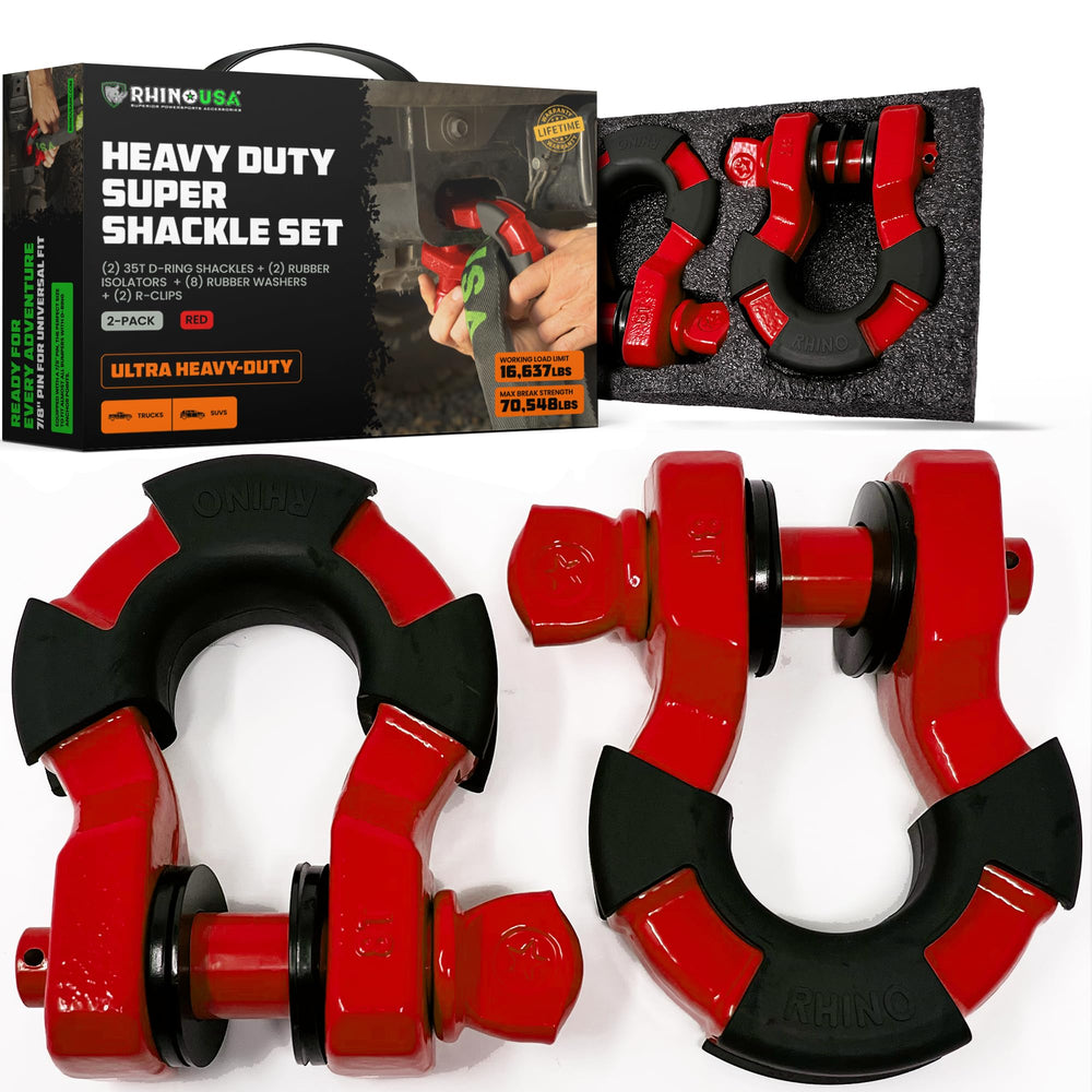 Rhino USA front view of Super D shackles showing robust construction and durability