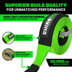 Rhino USA triple-reinforced loop end close-up showing durable attachment benefit