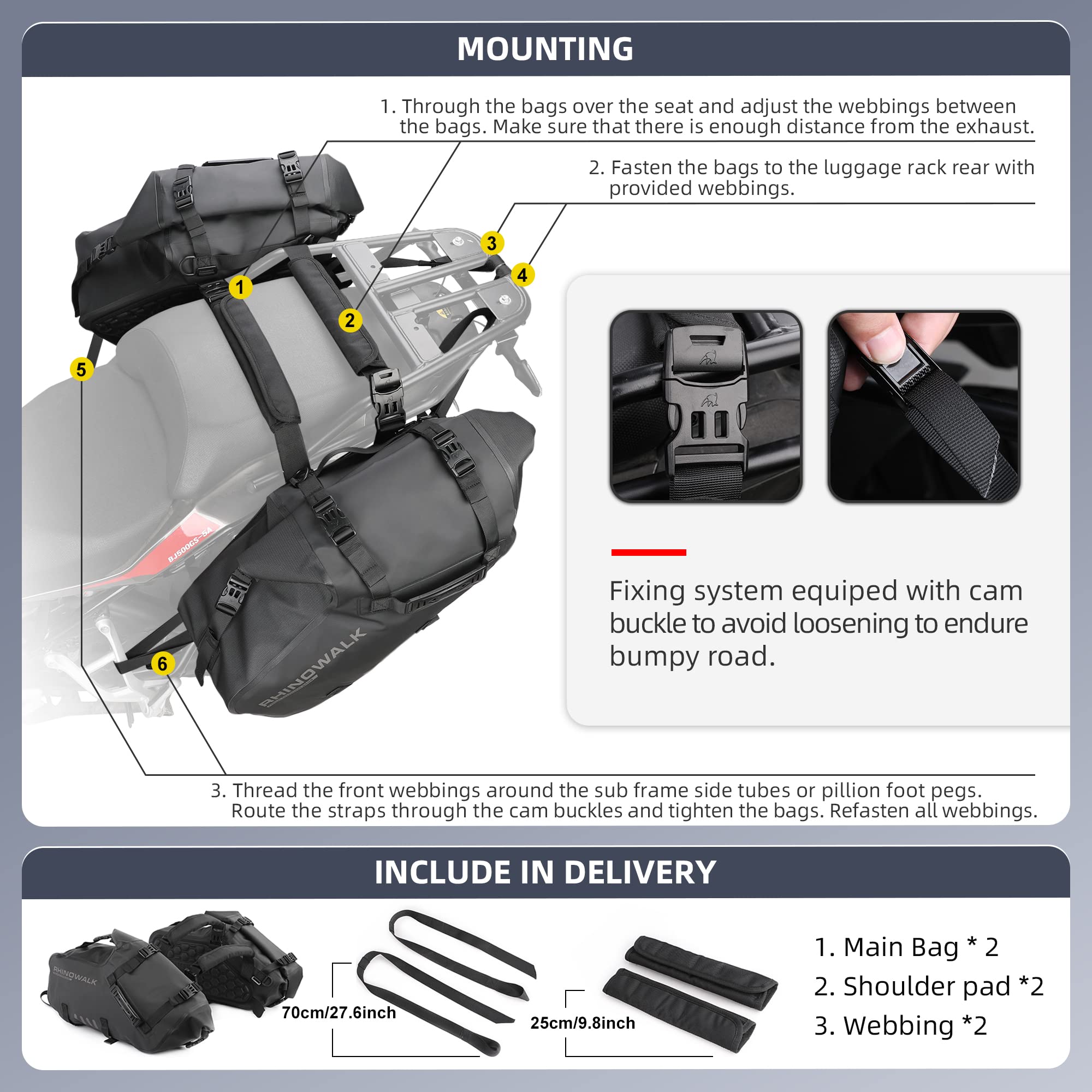 Rhinowalk honeycomb padding detail reducing shock to stored items
