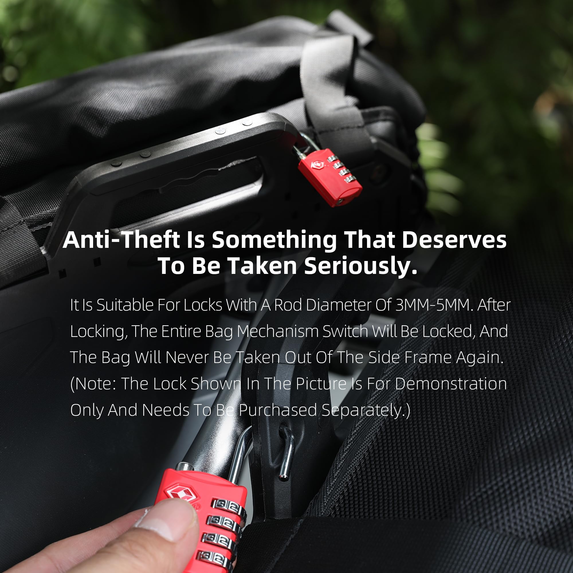 Rhinowalk saddlebag next to helmet for scale showing true 35L capacity benefit