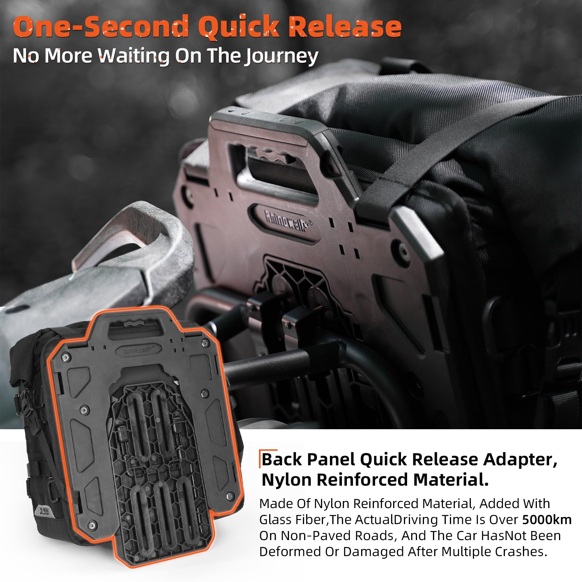 Rhinowalk saddlebag side profile highlighting compact shape and high-capacity benefit