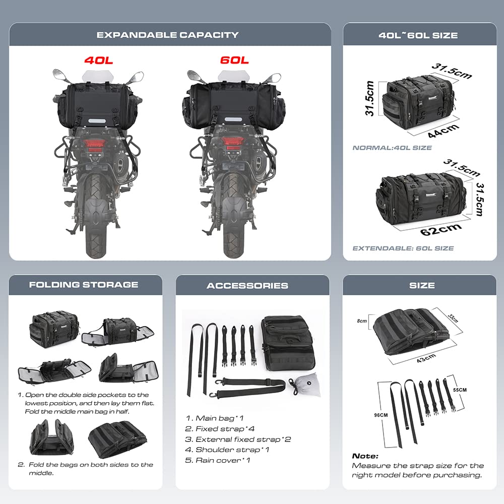 Rhinowalk expanded top demonstrating increased 60L capacity