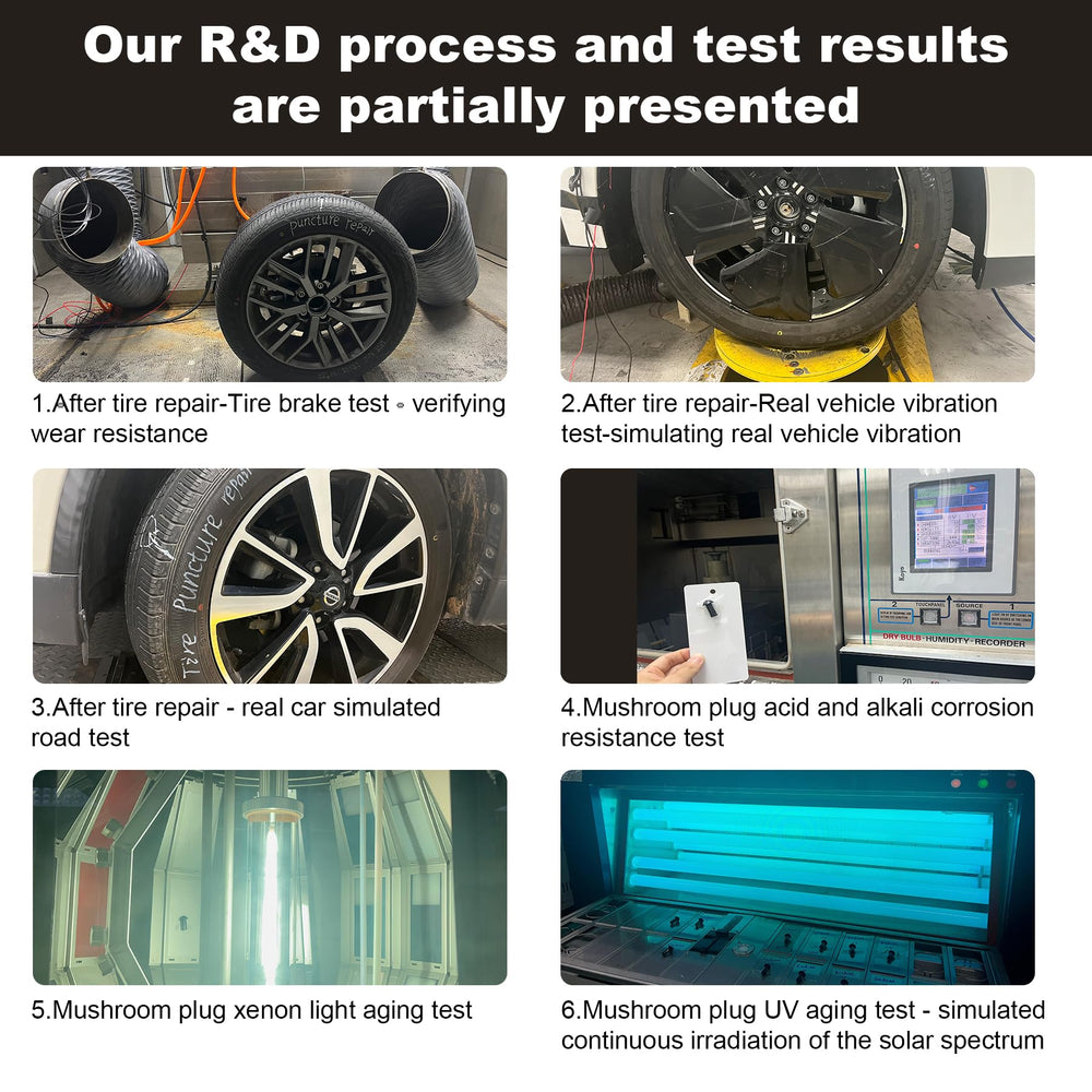 Richcat repaired tire inflated after plug installation for safe travel