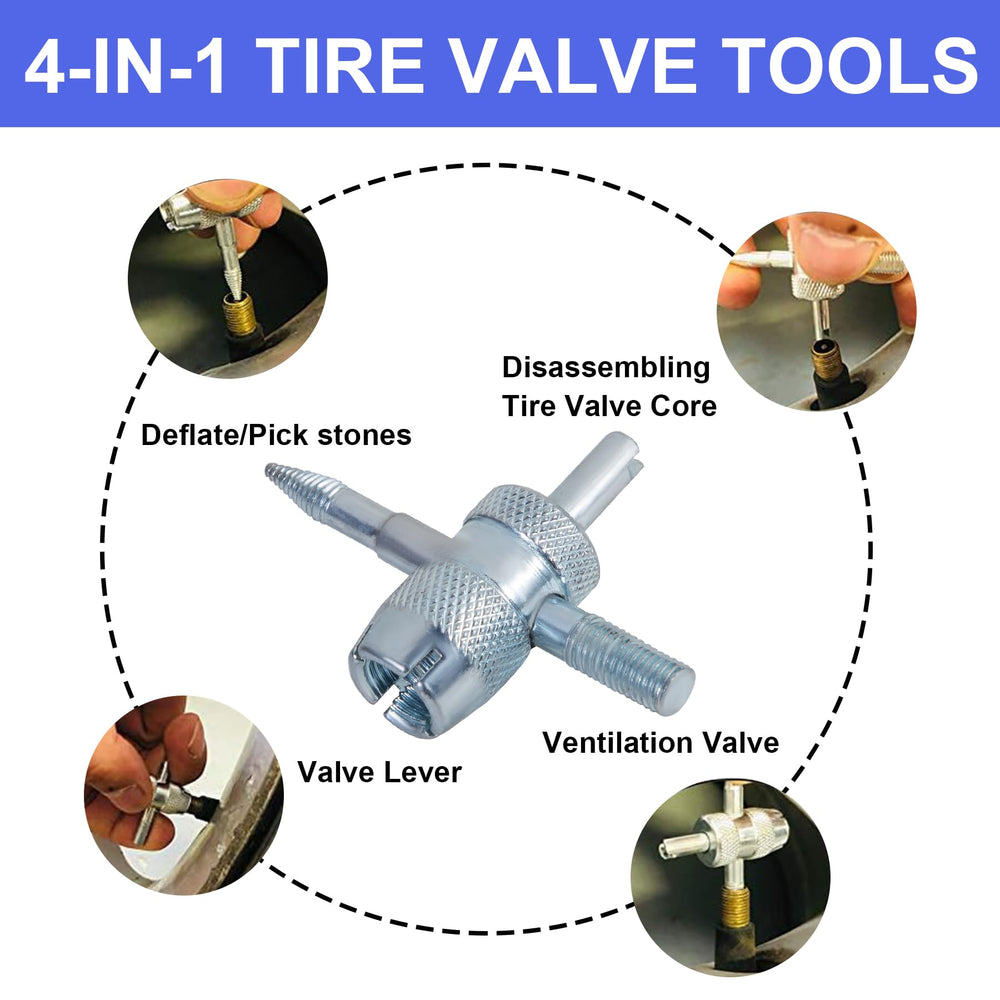 Richcat tool kit in use on car wheel for quick roadside repair