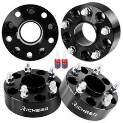 Richeer front view of 2-inch hubcentric wheel spacers showing kit benefits and hardware