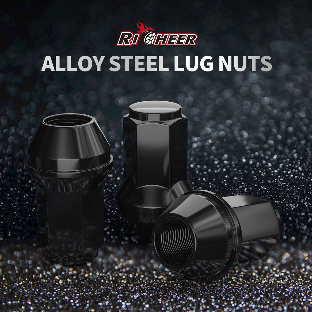 Richeer lug nut beside a wrench for scale showing tool compatibility and correct sizing