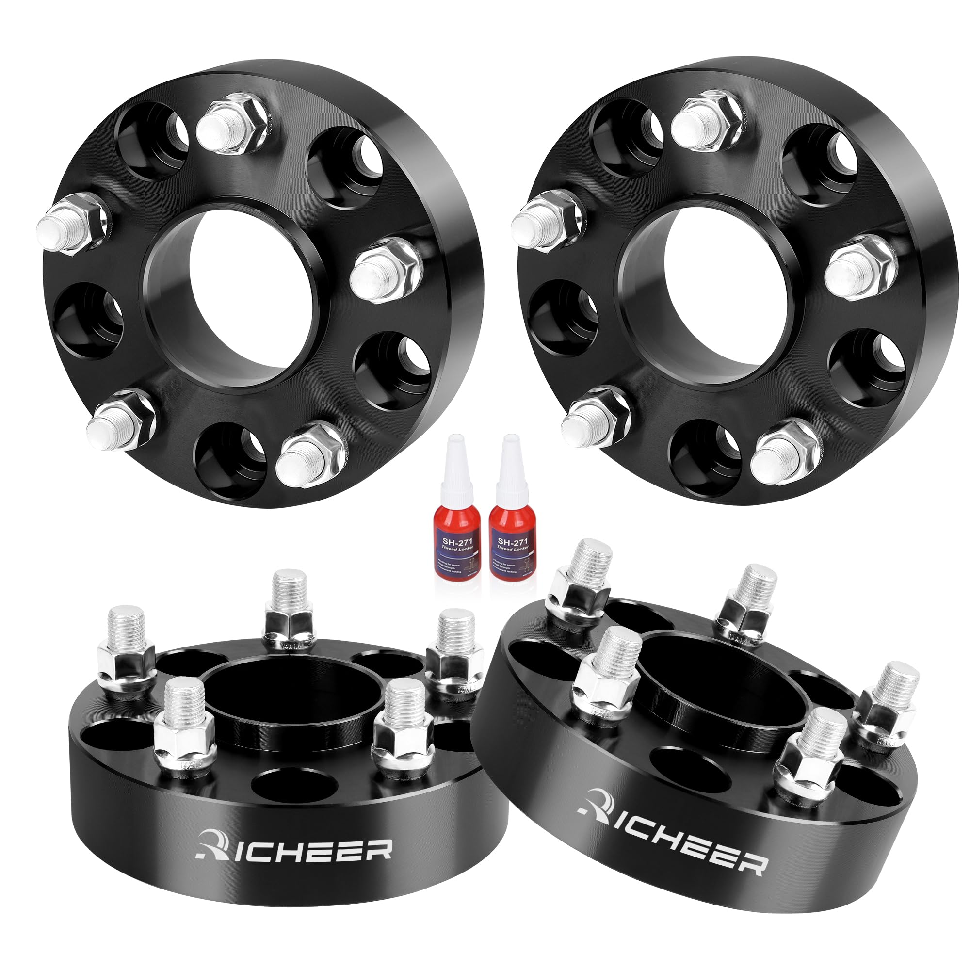 Richeer spacer front view showing bolt pattern and secure fit for improved stance