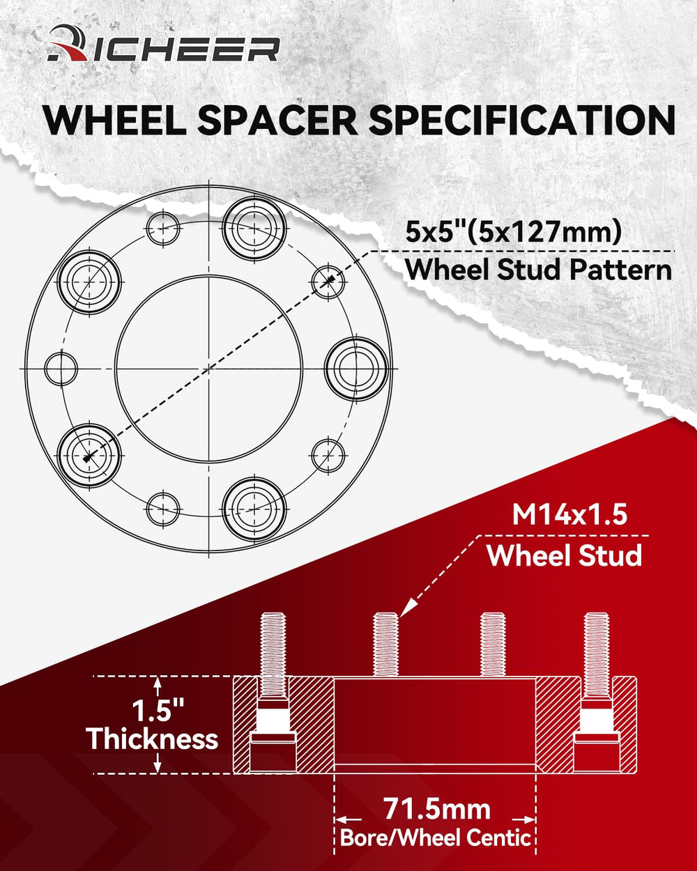 Richeer spacer side profile close-up highlighting 1.5 inch thickness and stability