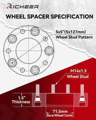 Richeer spacer side profile close-up highlighting 1.5 inch thickness and stability