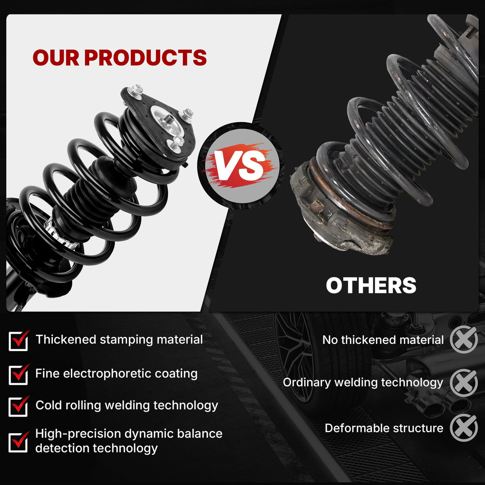 Richeer new versus old strut comparison illustrating restored suspension performance