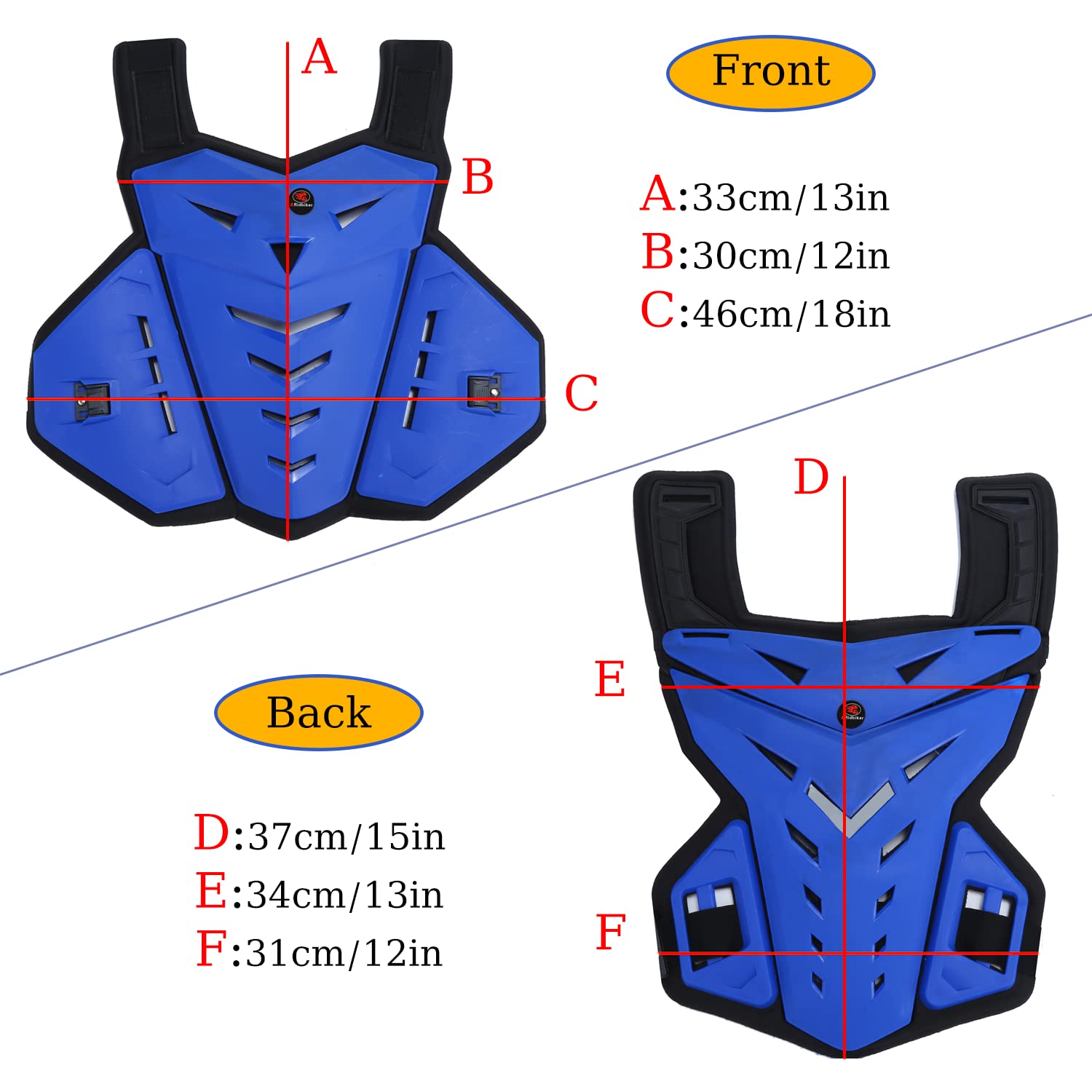 RIDBIKER back protector panel highlighting spine coverage and stability