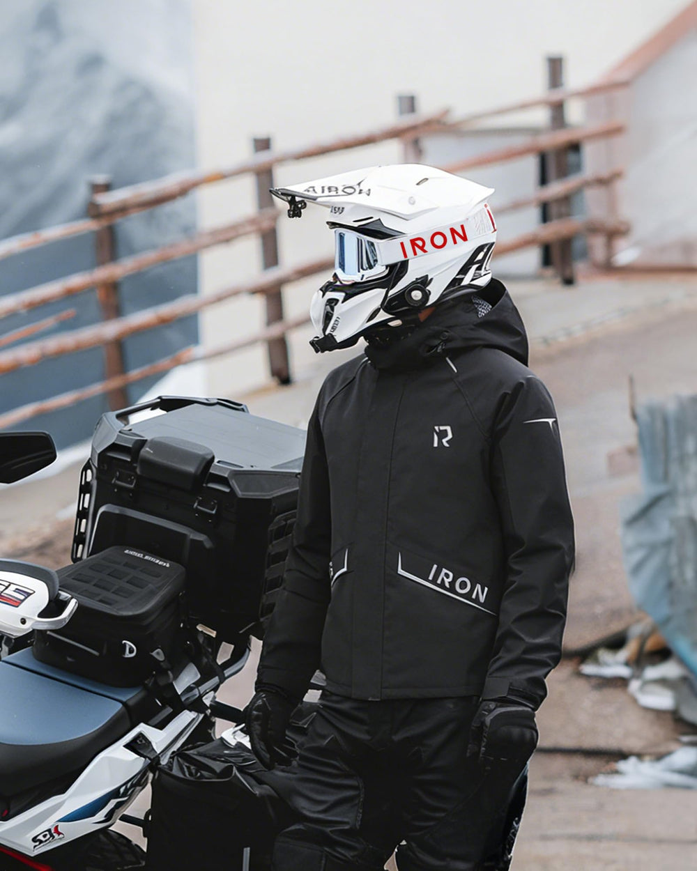 RIDEIRON close-up waterproof zipper demonstrating secure water protection benefit