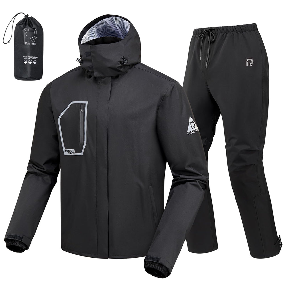 RIDEIRON front view of jacket and pants showing full coverage benefit