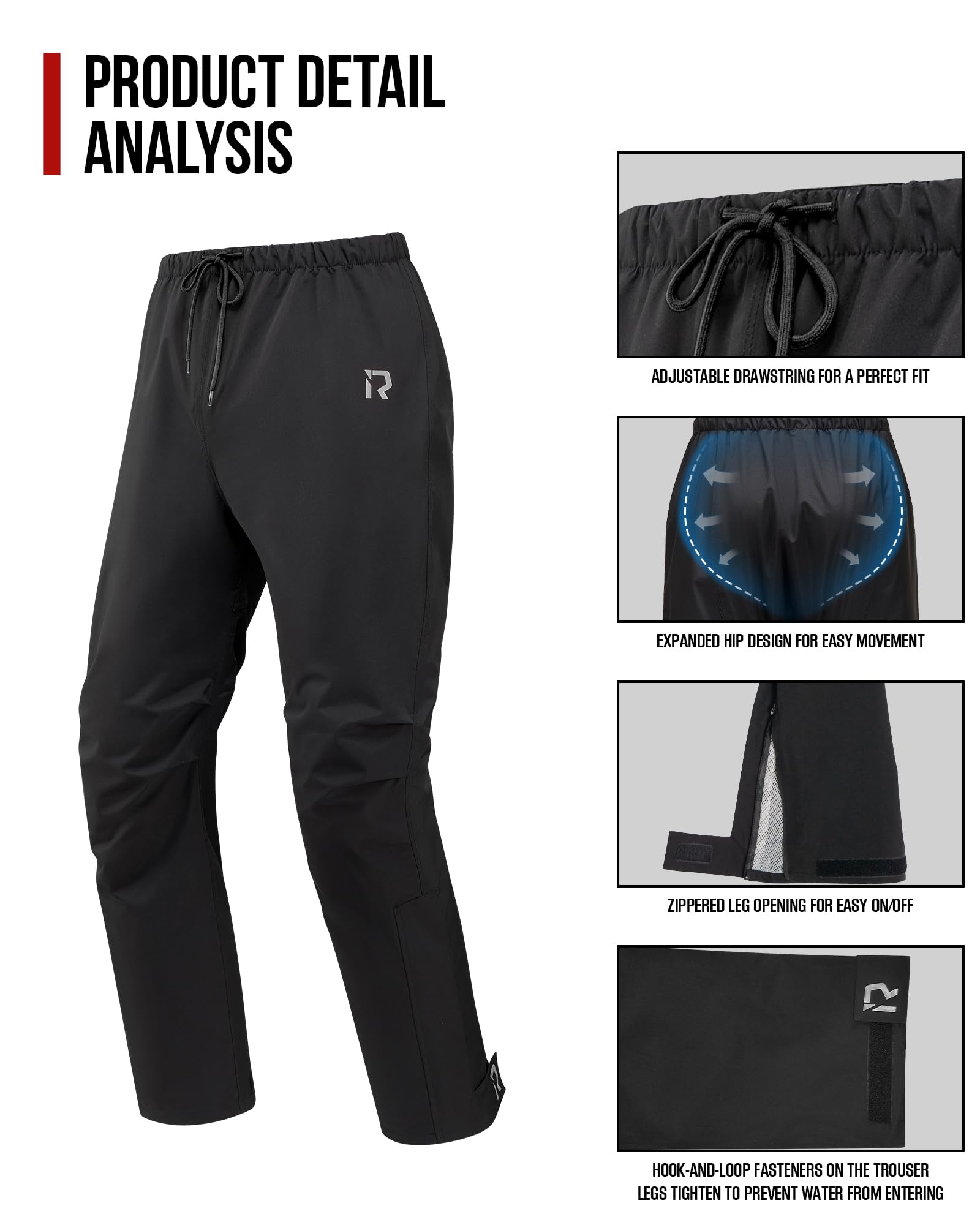 RIDEIRON pant leg zipper open over boots for easy on and off