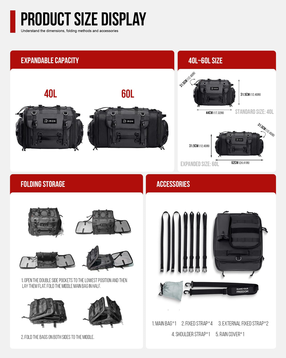 RIDEIRON side pocket with water bottle for one-handed access and convenience