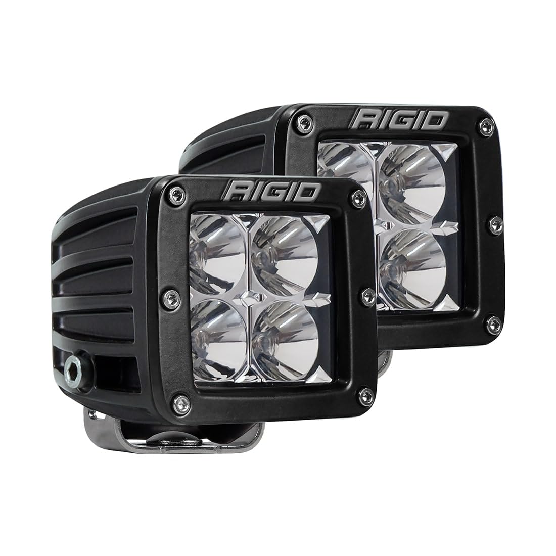 Rigid Industries D-Series PRO front view showing compact flood pods and quick mount benefit