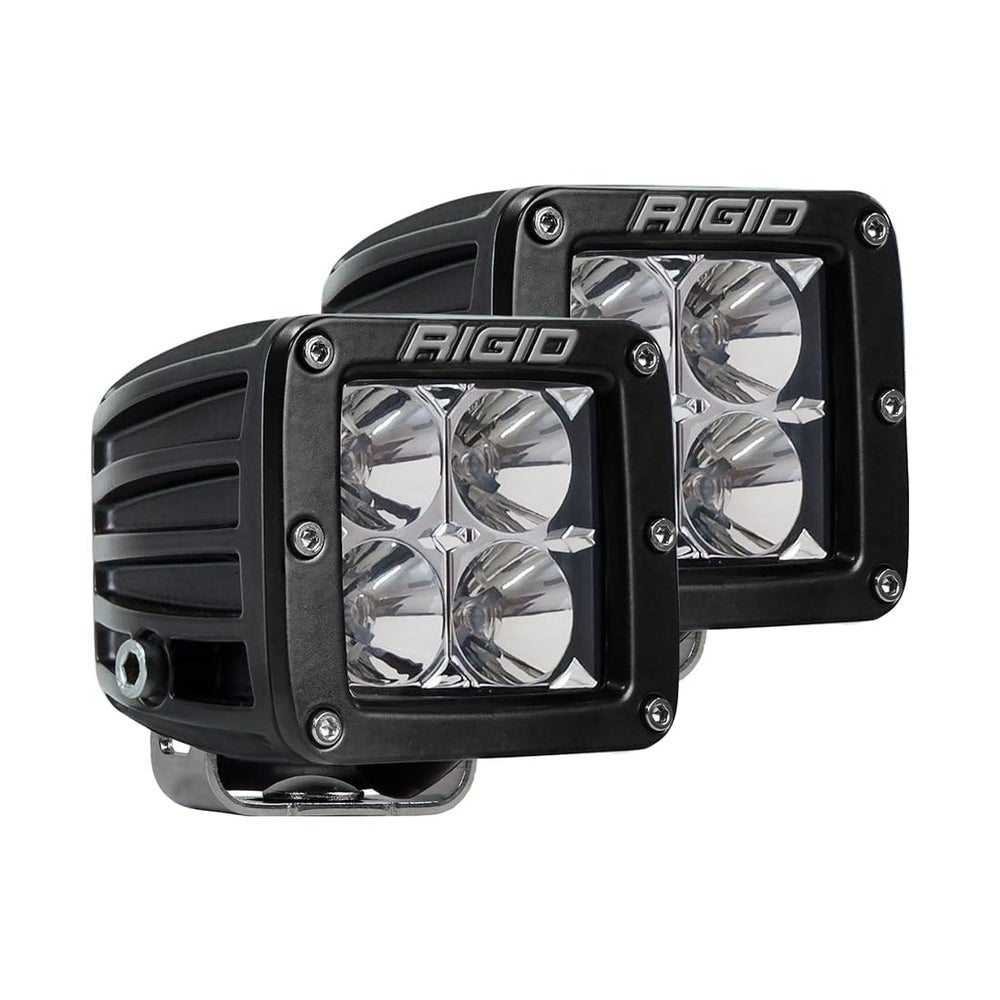 Rigid Industries D-Series PRO front view showing compact flood pods and quick mount benefit