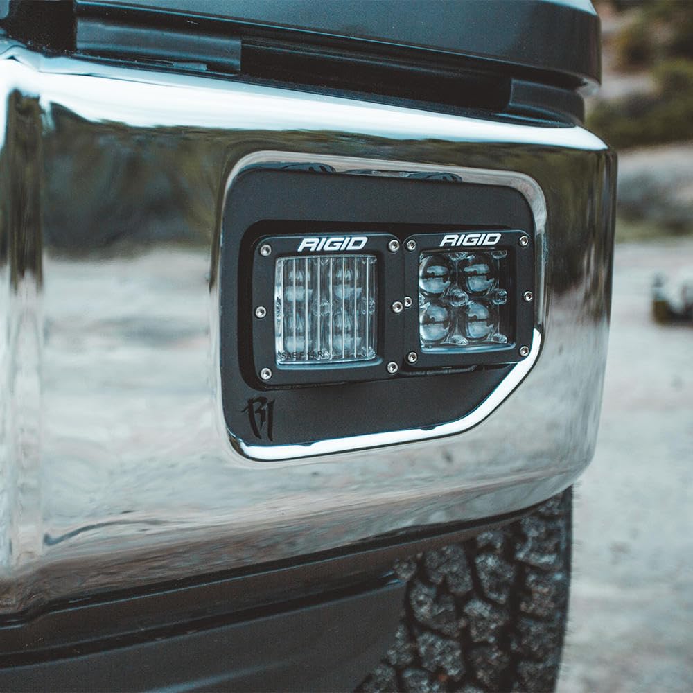 Rigid Industries D-Series PRO mounted on a vehicle bumper providing wider area visibility benefit