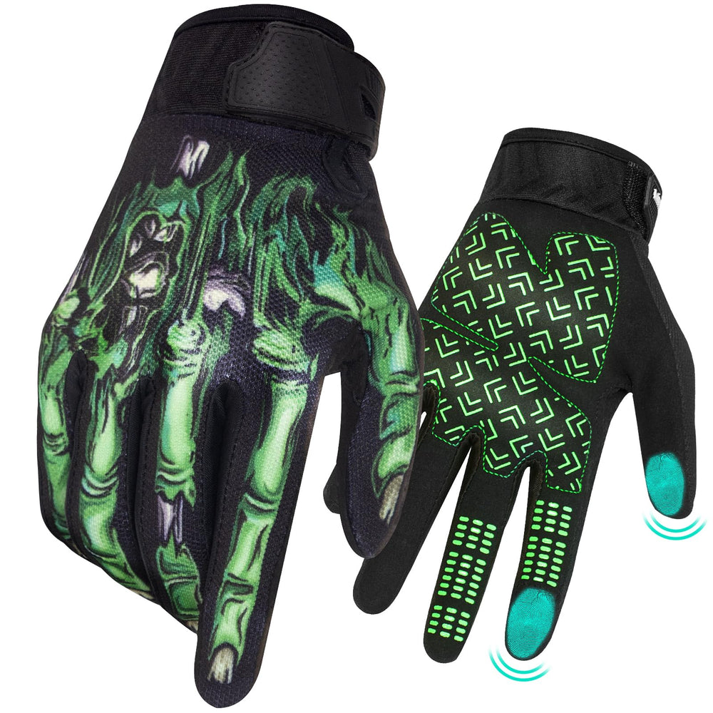 RIGWARL green gloves front view showing fit and design for safer rides