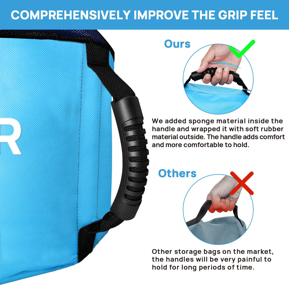 RINBOU bag loaded with fresh water hose demonstrating tidy, quick access