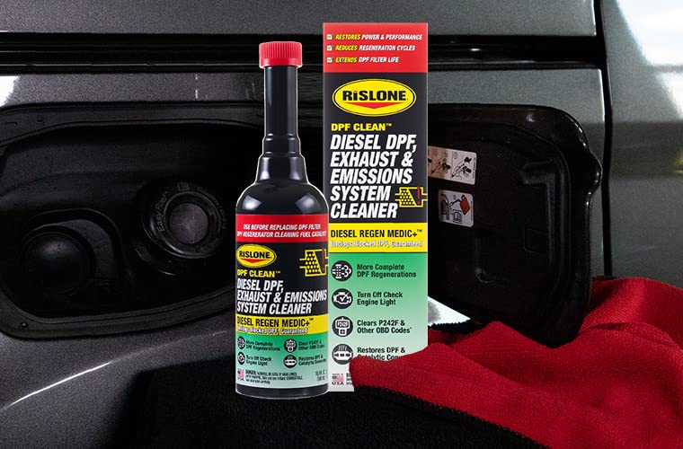 Rislone 4744 before and after soot comparison on DPF — demonstrates cleaning effect