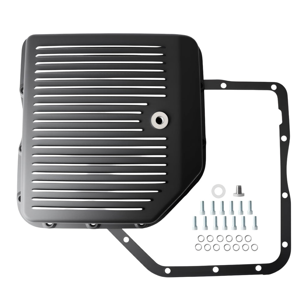 Riyhch front view of pan and drain plug showing fit and easy maintenance