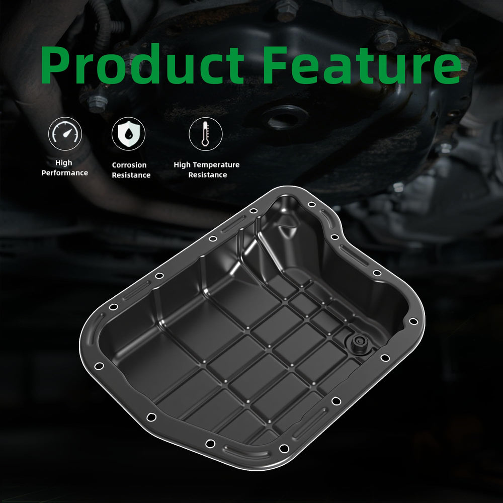 Riyhch transmission pan installed under a Dodge truck demonstrating direct-fit replacement benefit