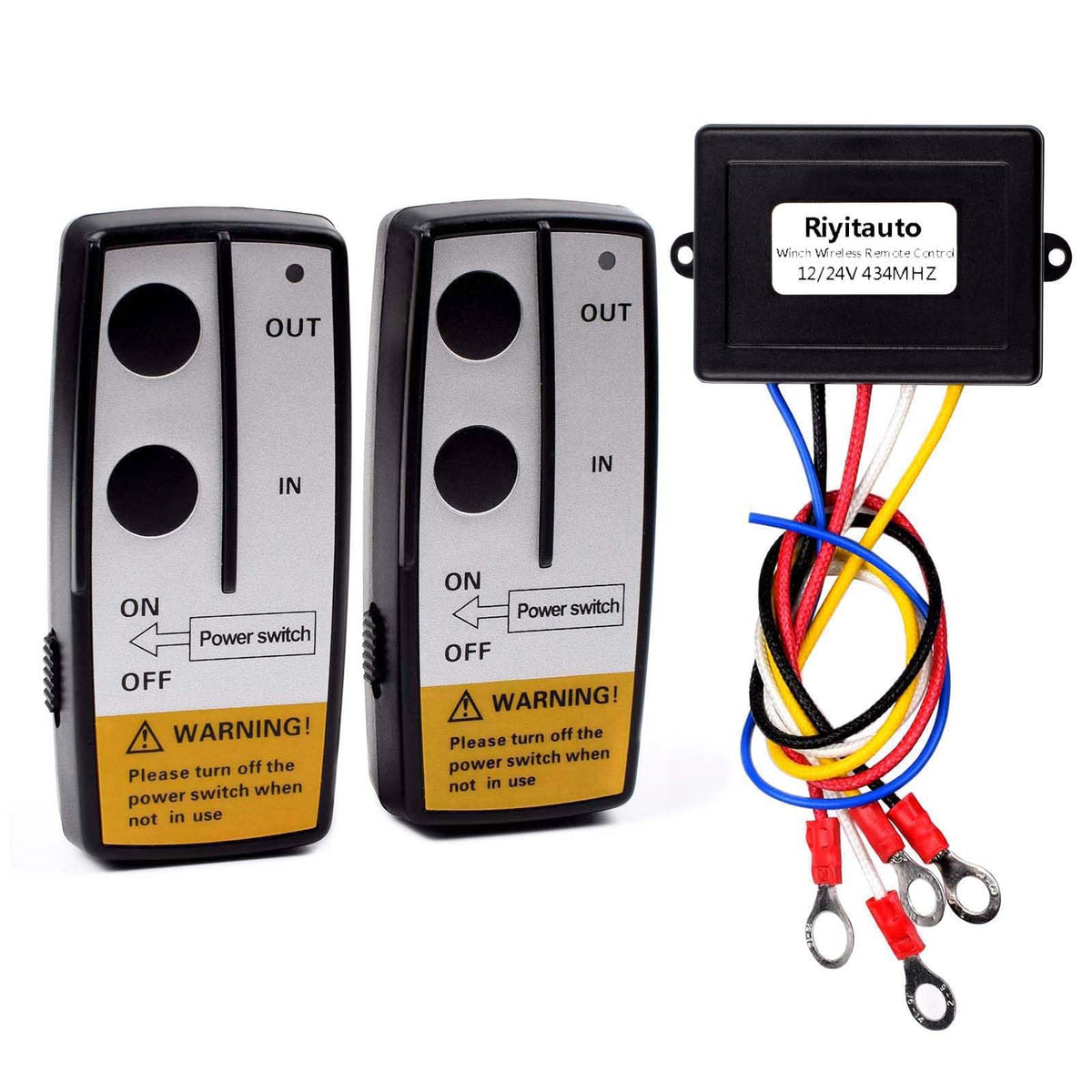 Riyitauto front view of complete wireless winch remote kit showing components and convenience