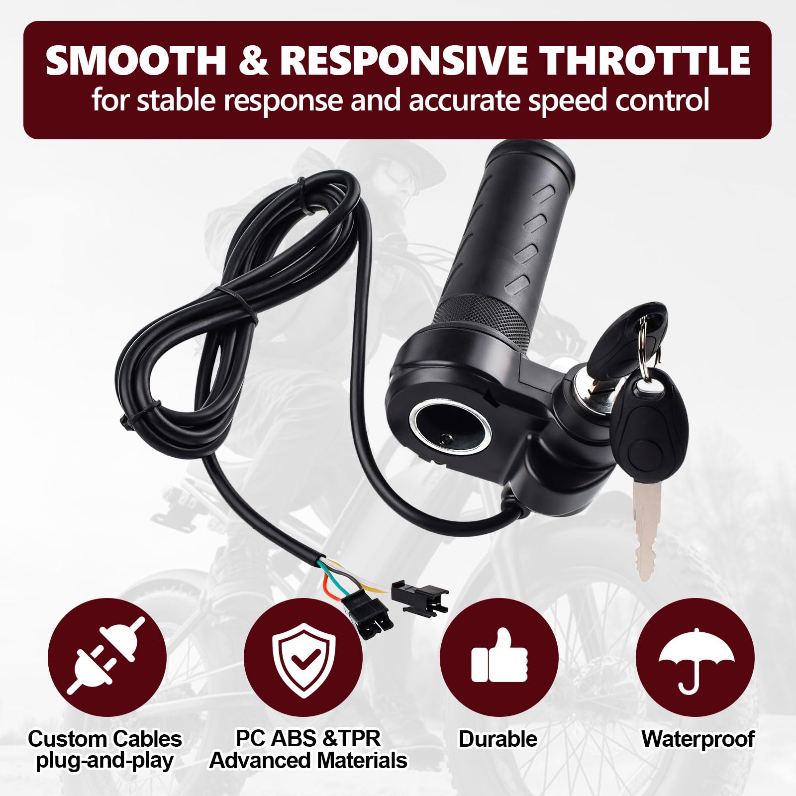 Riyitauto Ridstar Q20 side profile showing full twist grip for precise throttle input