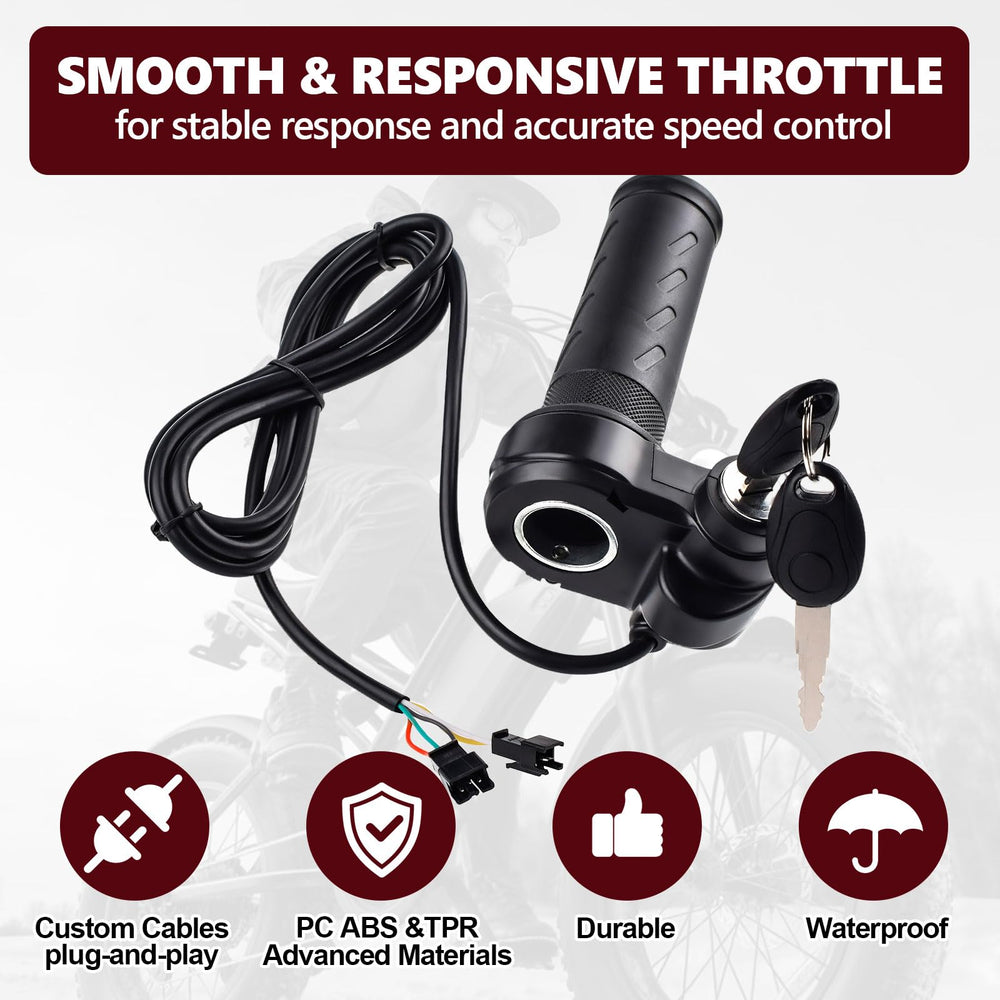 Riyitauto Ridstar Q20 side profile showing full twist grip for precise throttle input