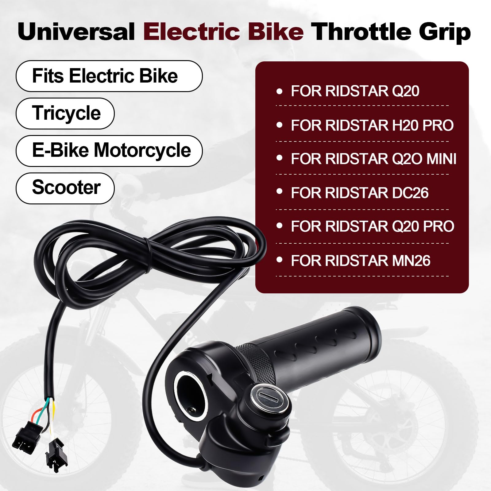 Riyitauto Ridstar Q20 wiring and 3-pin connector view simplifying electrical hookup