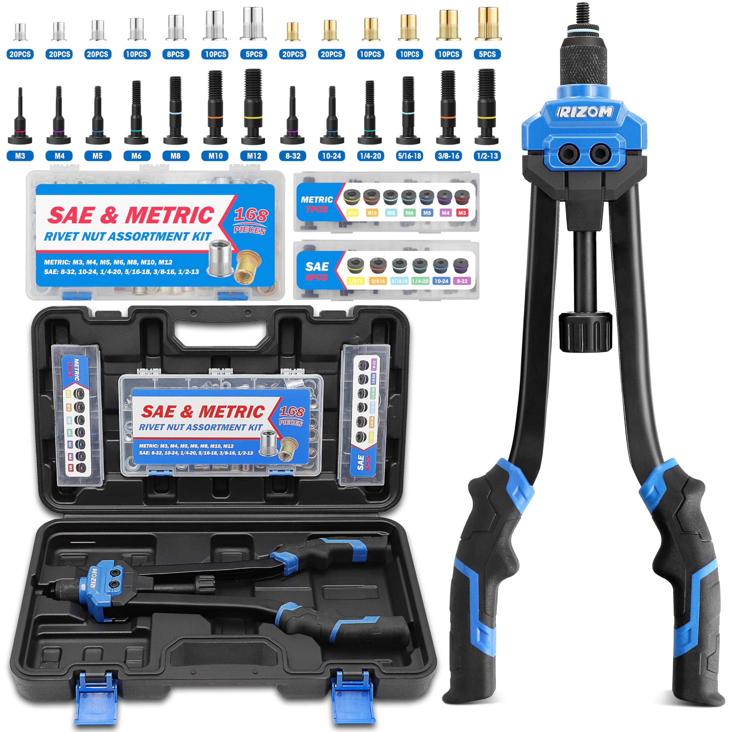 Rizom front view of tool and blow-mold case showing kit completeness and portability