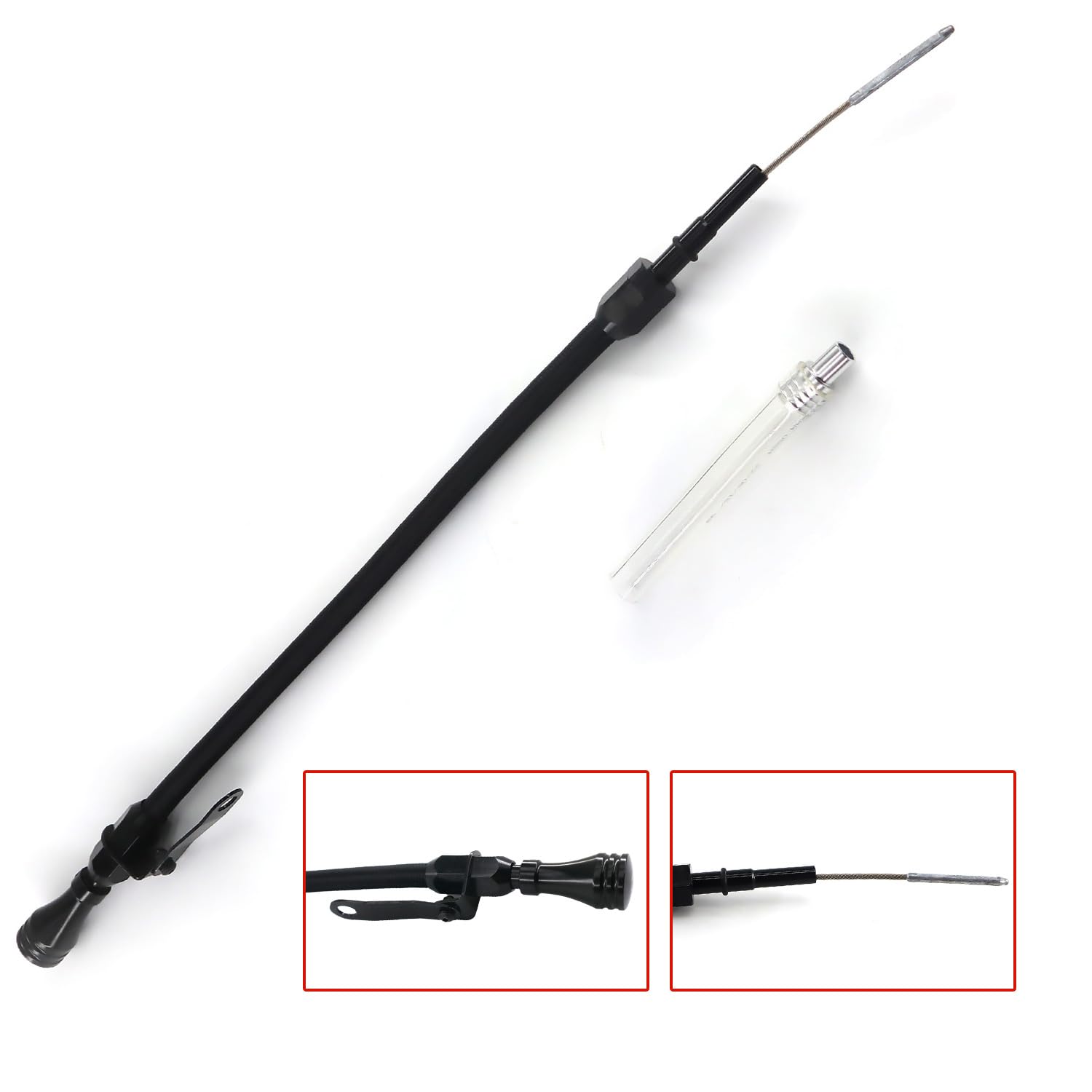 RJSPHH dipstick beside ruler, shows length for fitment confidence