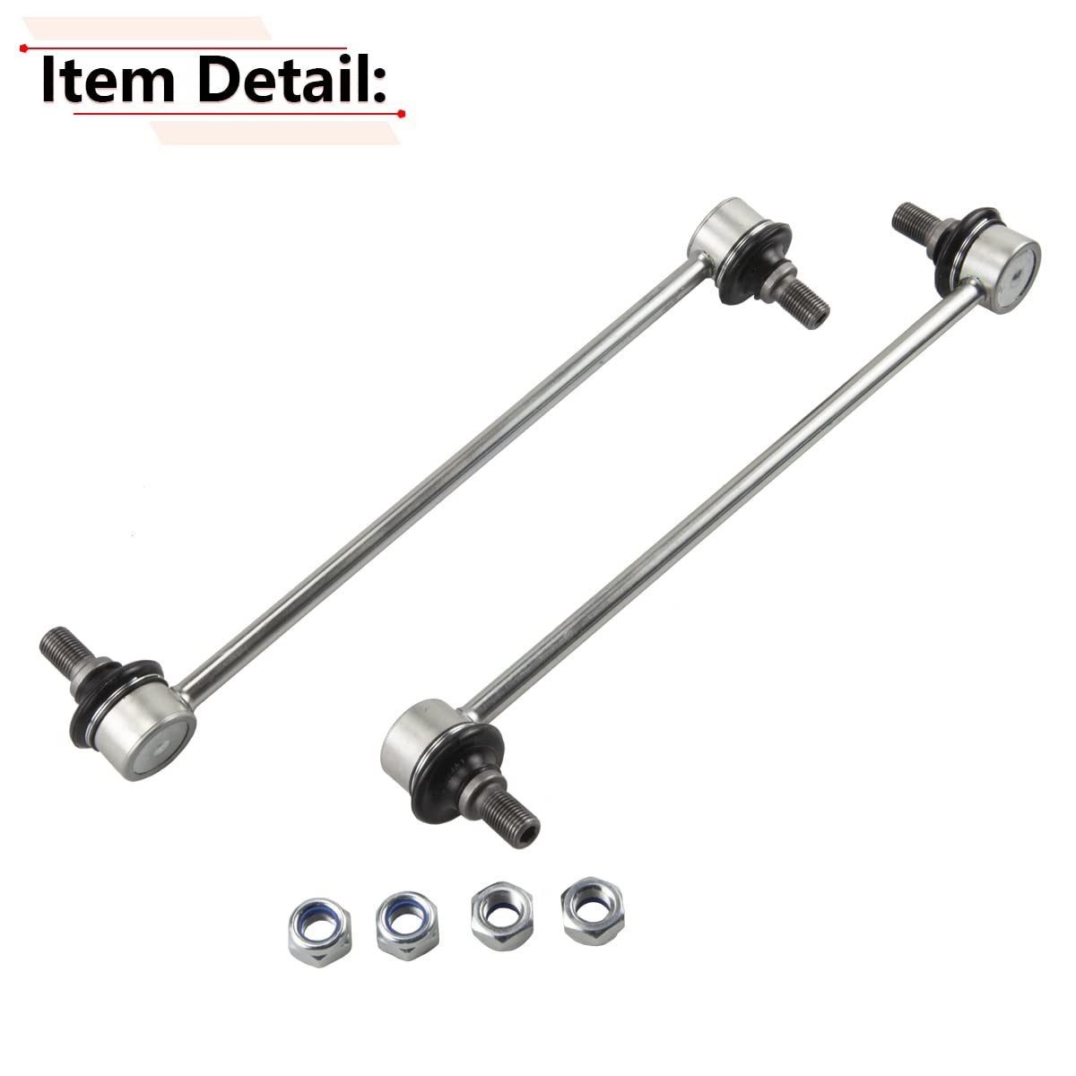 RLB-HILON link beside ruler and hardware showing correct OEM length and complete mounting bolts for precise fit