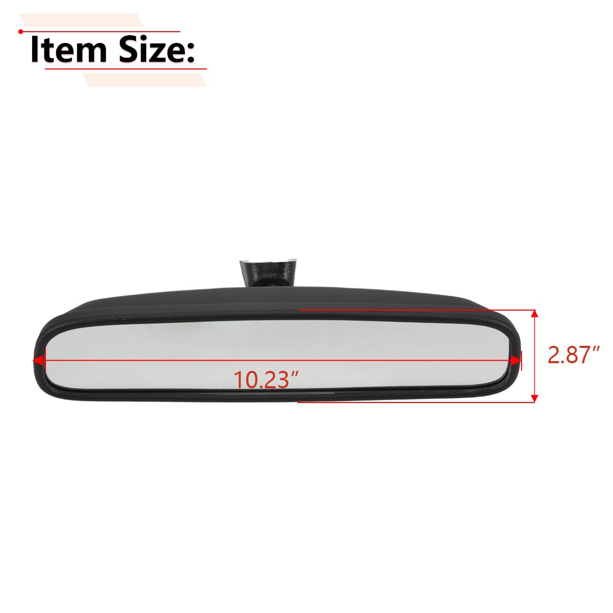 RLB-HILON mirror next to ruler for scale confirming 10.23 inch width