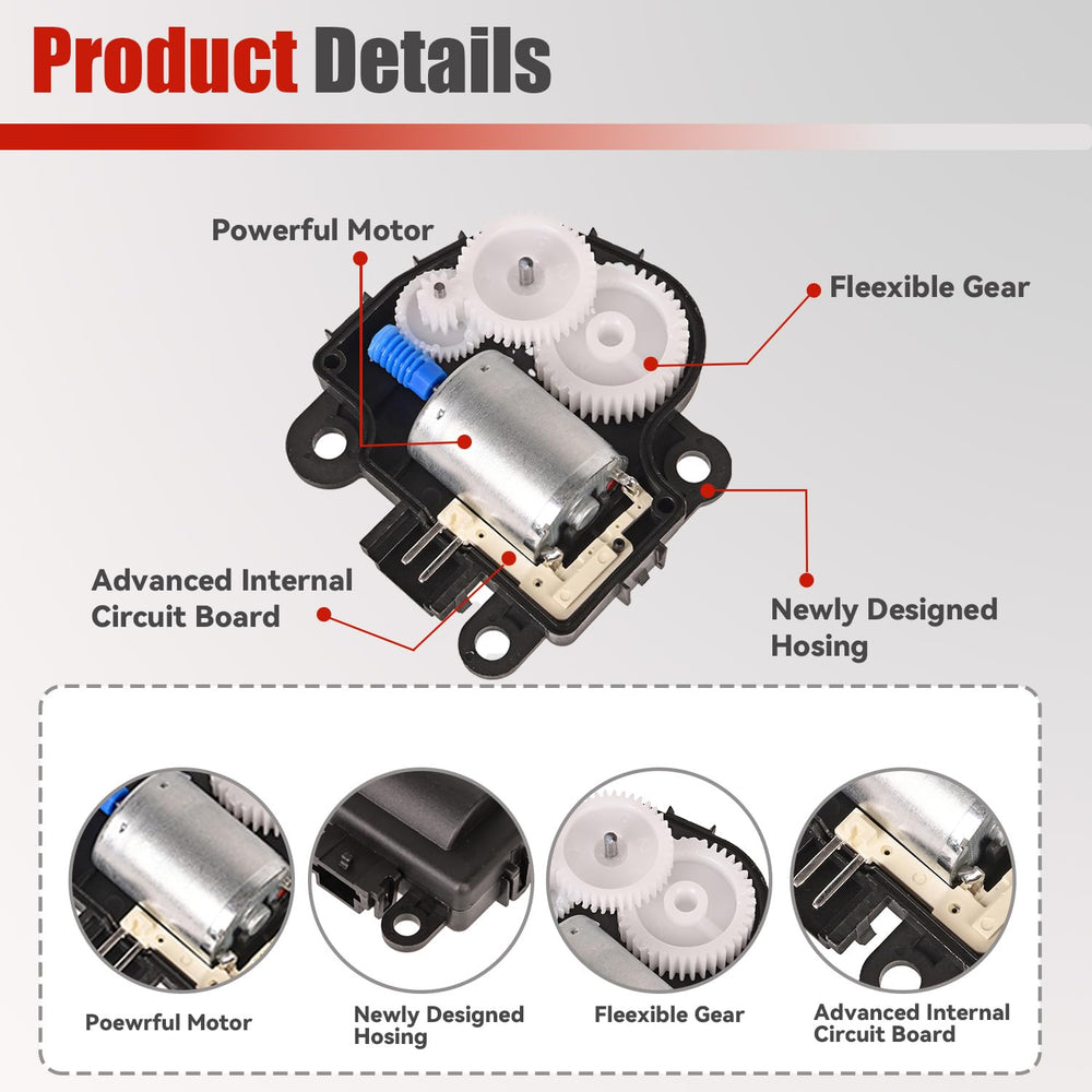 RLP blend door actuator next to a ruler showing compact size for straightforward replacement