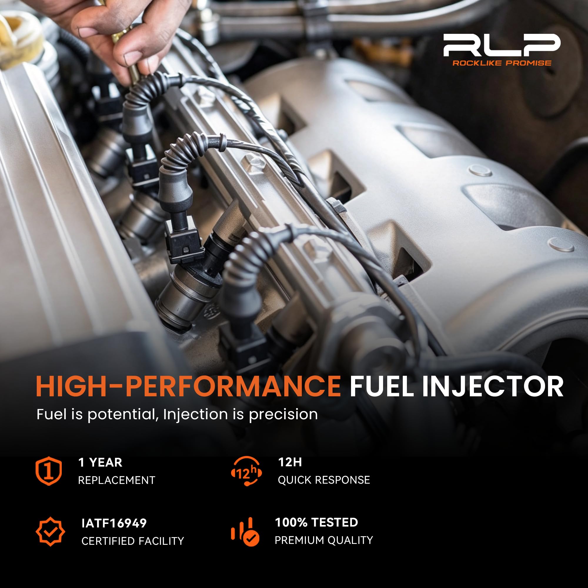 RLP retail packaging with warranty card, offers 12-month coverage and tested reliability