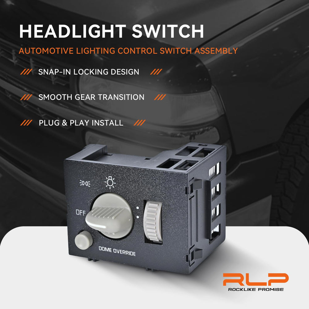 RLP headlight switch plastic texture close-up demonstrating durable construction
