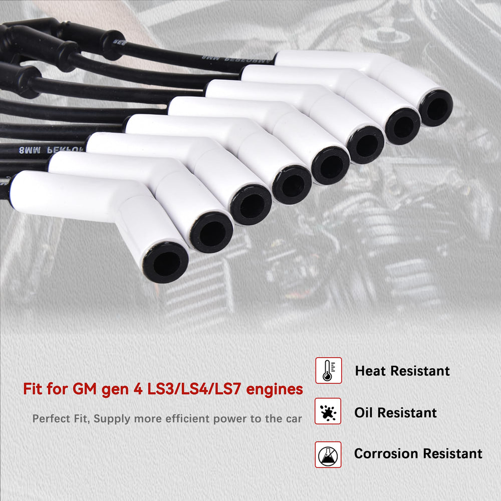 RLP wire set installed on an LS engine demonstrating direct-fit compatibility